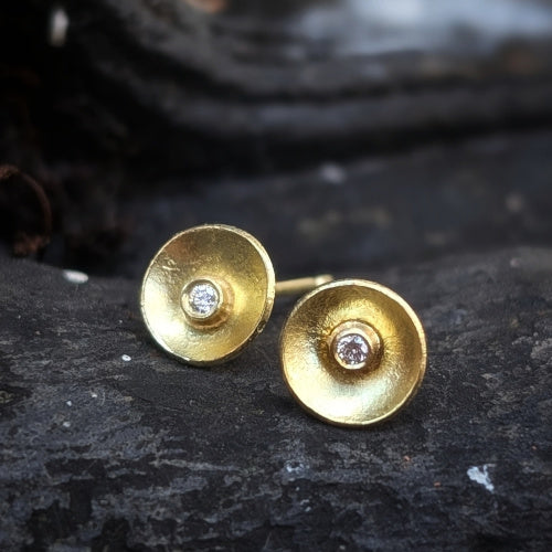 Gold & Diamond Stud Earrings