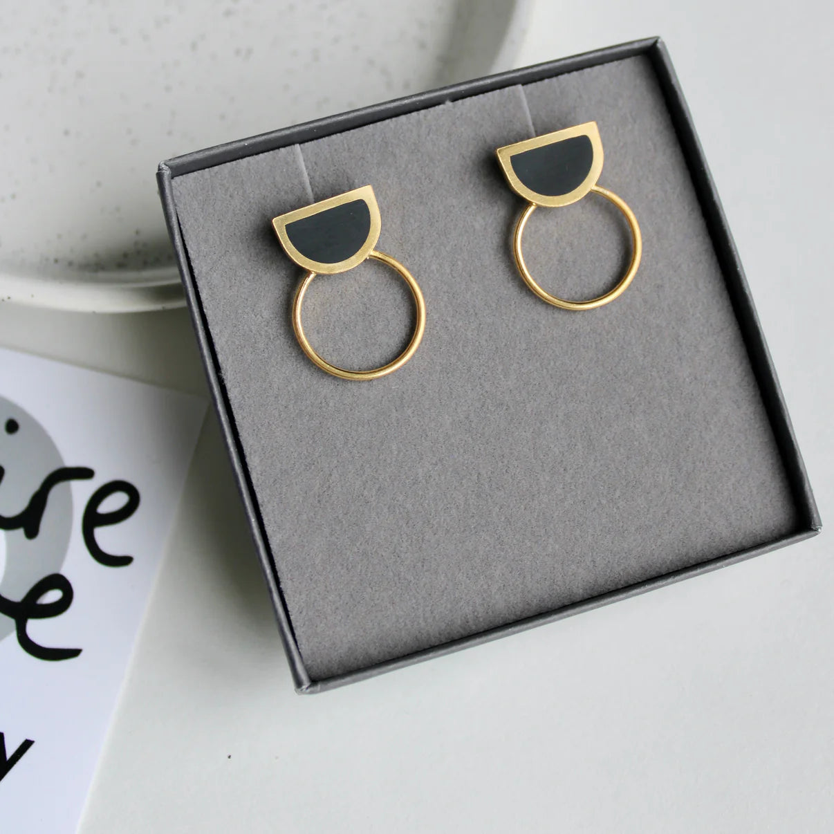 Arc Black & Gold Earrings