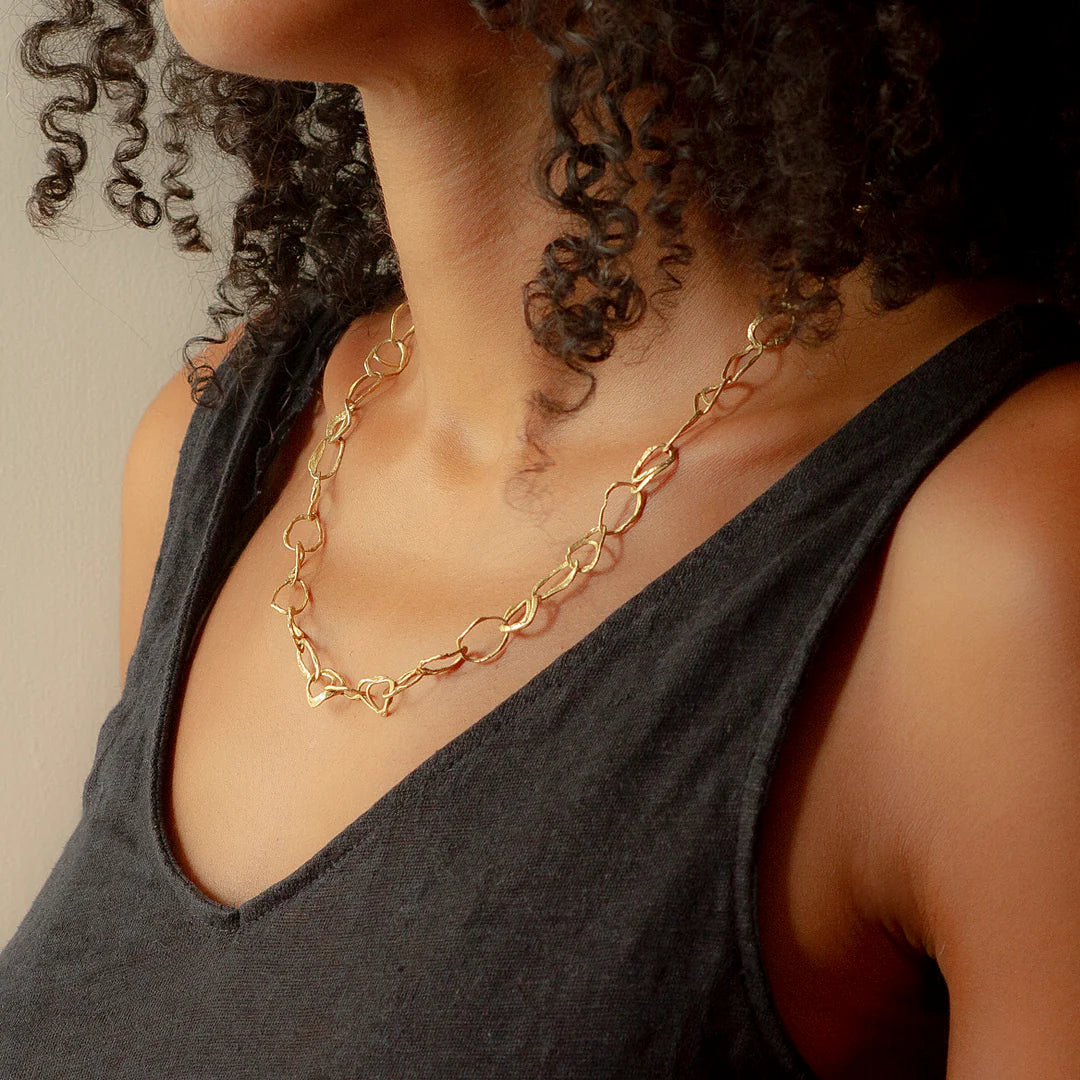 Pebble Drawing Necklace - Gold