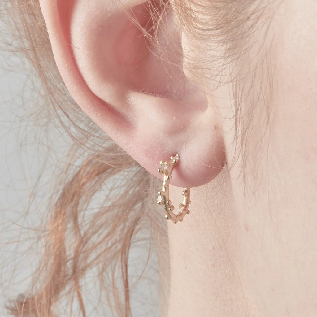 Diamond Encrusted Gold Hoop Earrings