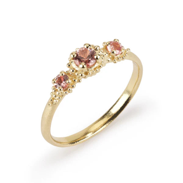 Peach Triple Cluster Ring