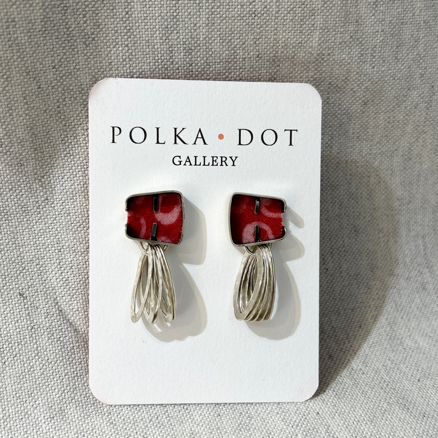 Red Cobble Loop Earrings