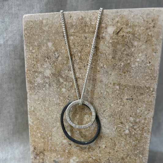 Silver & Oxidised Silver Circles Pendant