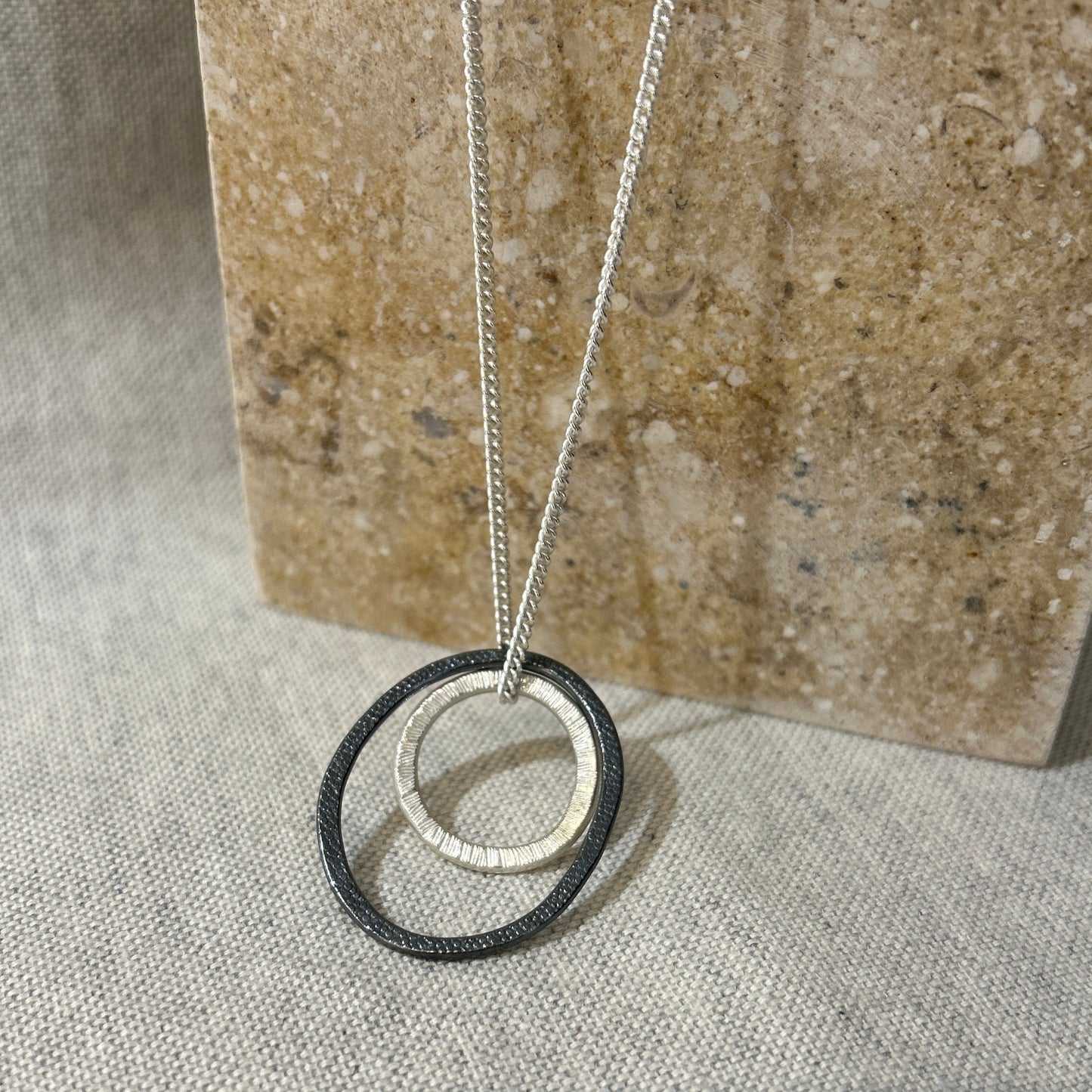 Silver & Oxidised Silver Circles Pendant