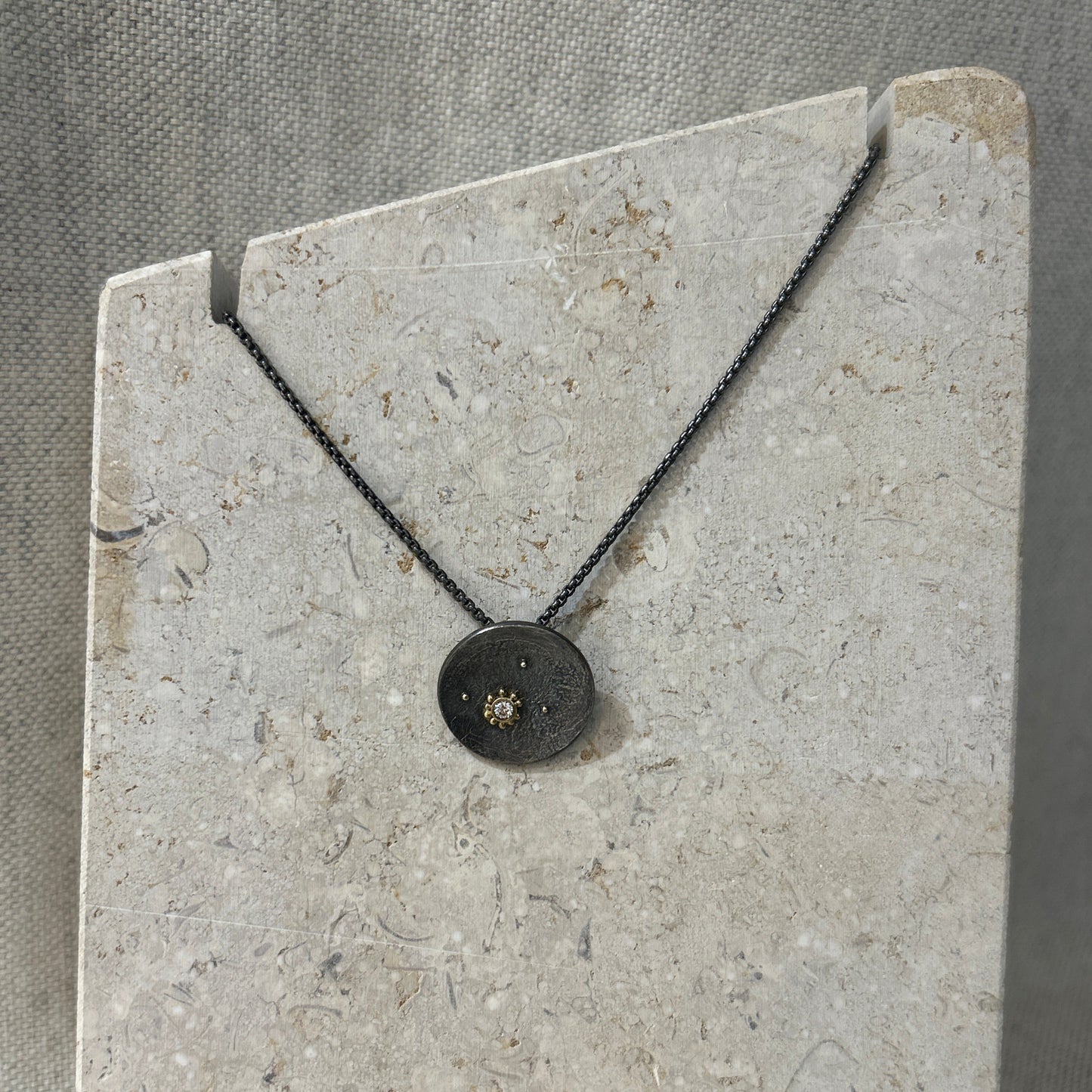 Oxidised Silver & Diamond Pendant