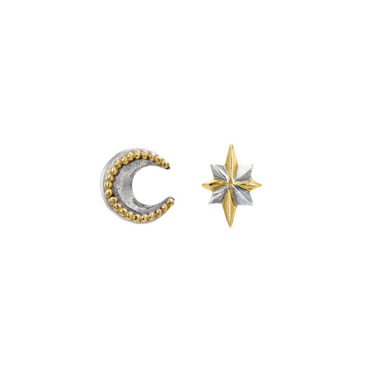 Mini Moon & Star Stud Earrings