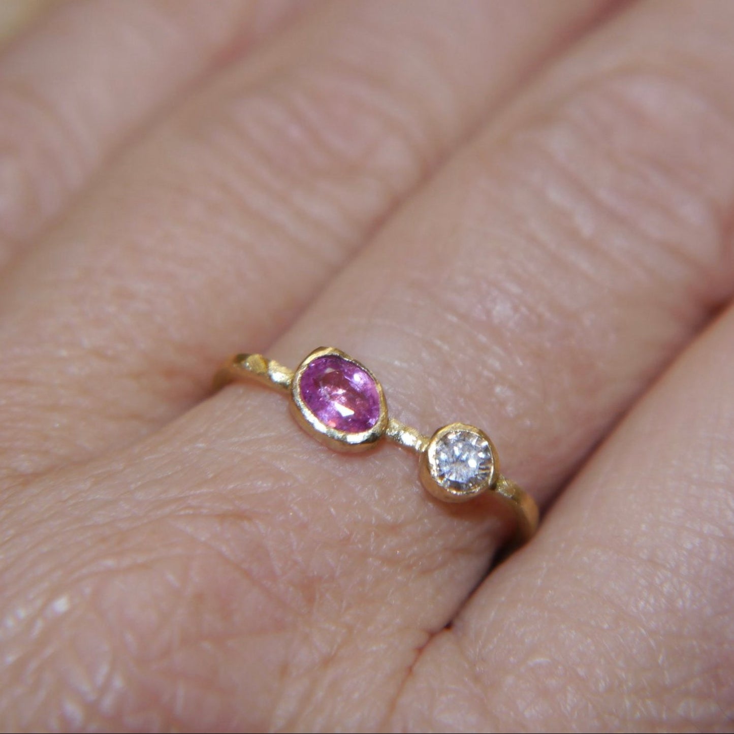 Pink Sapphire & Diamond Ring