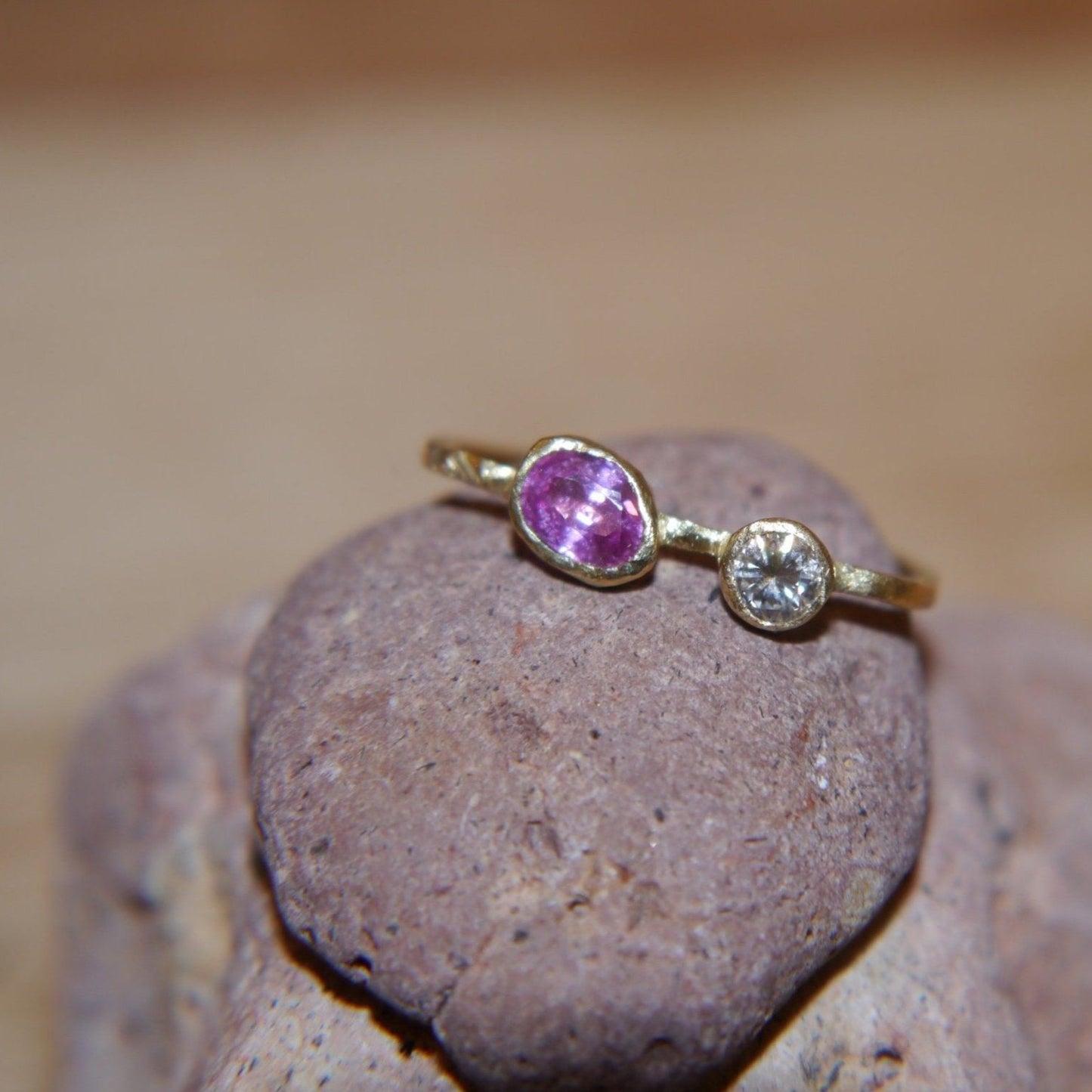 Pink Sapphire & Diamond Ring