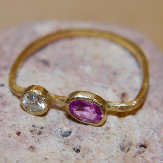 Pink Sapphire & Diamond Ring