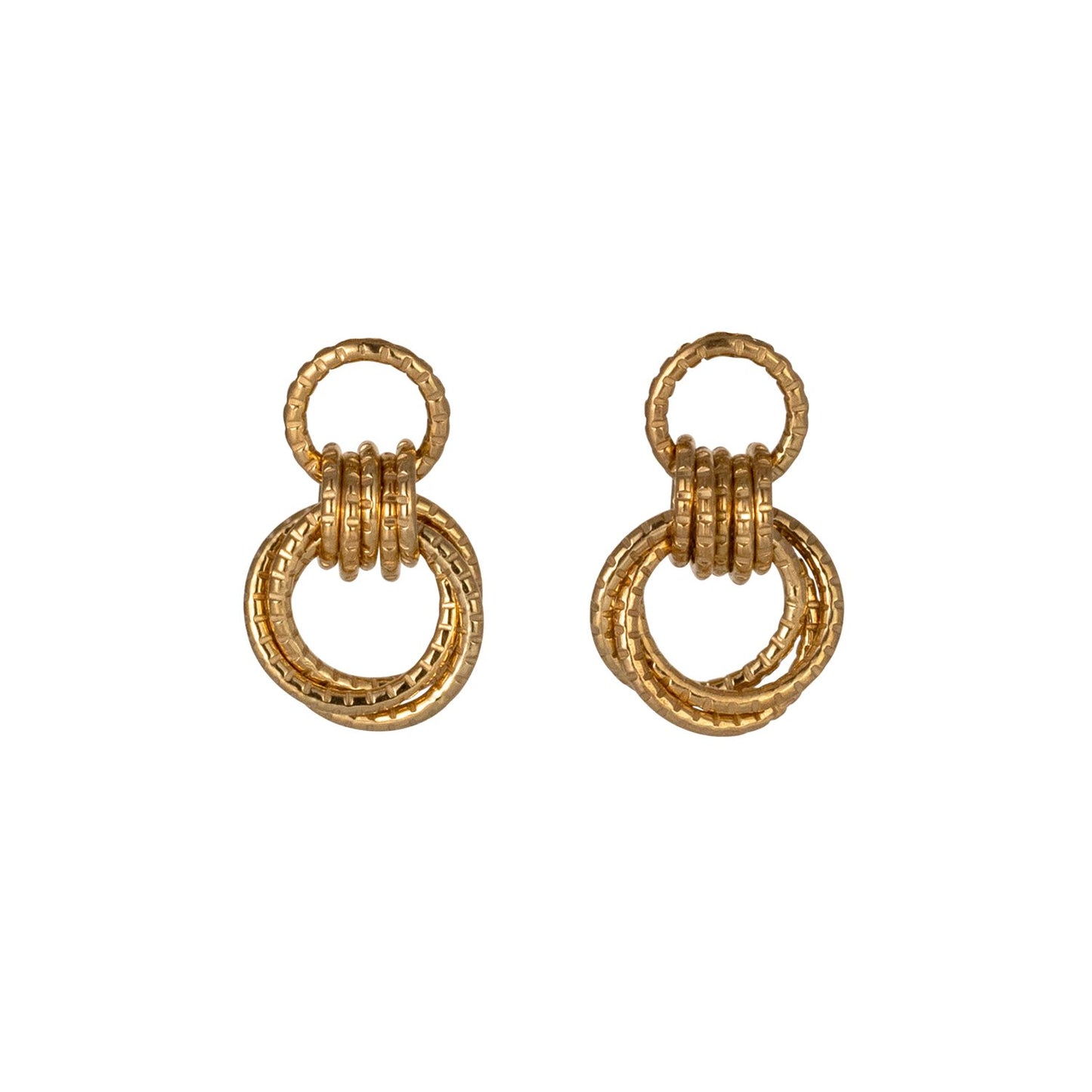 Serpentine Linked Loop Earrings - Gold