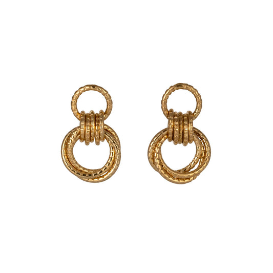 Serpentine Linked Loop Earrings - Gold