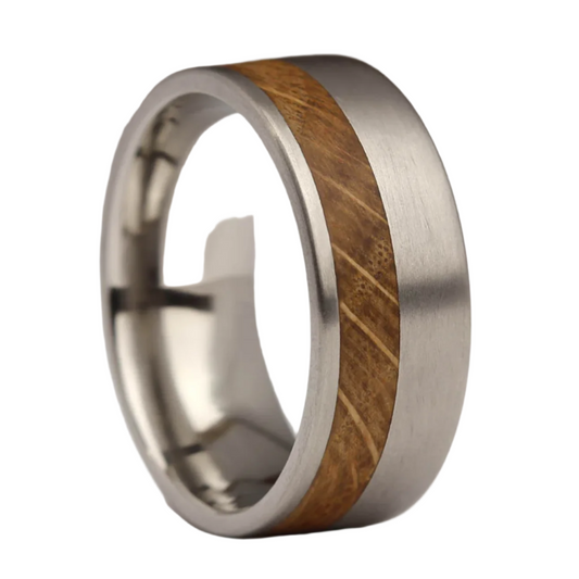 Titanium and Olive wood Ring