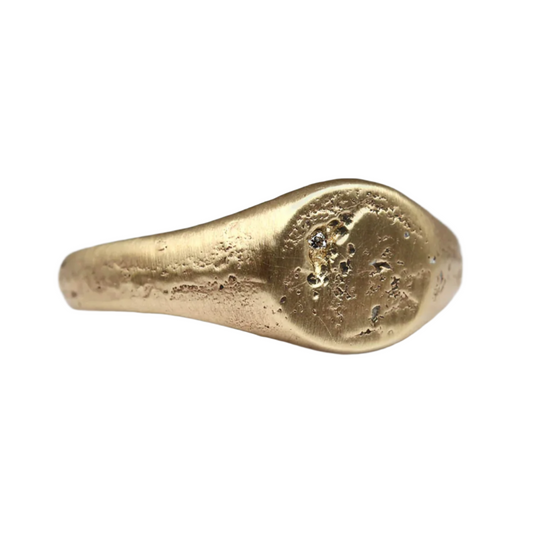 Yellow Gold & Diamond Signet Ring