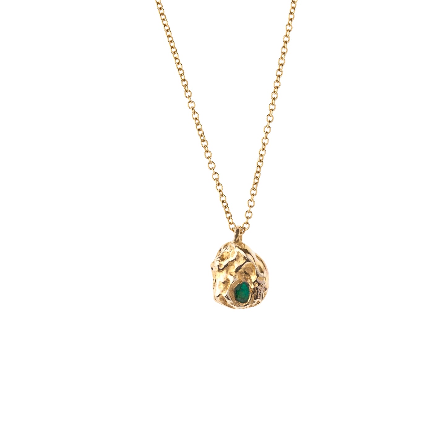 Gold & Emerald Nugget Necklace