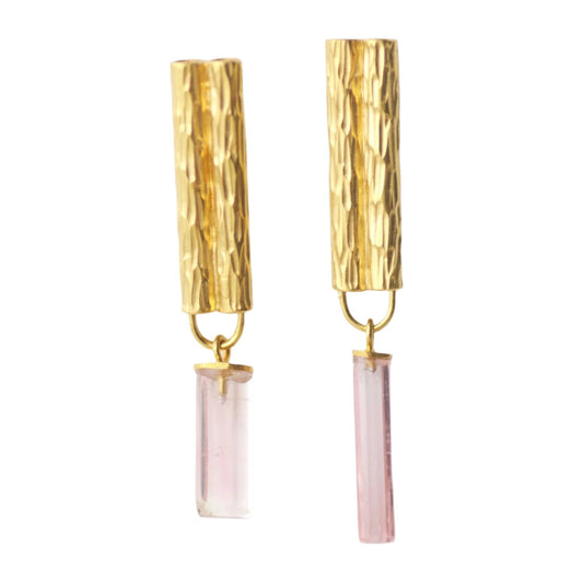 Pink Tourmaline Flux Earrings