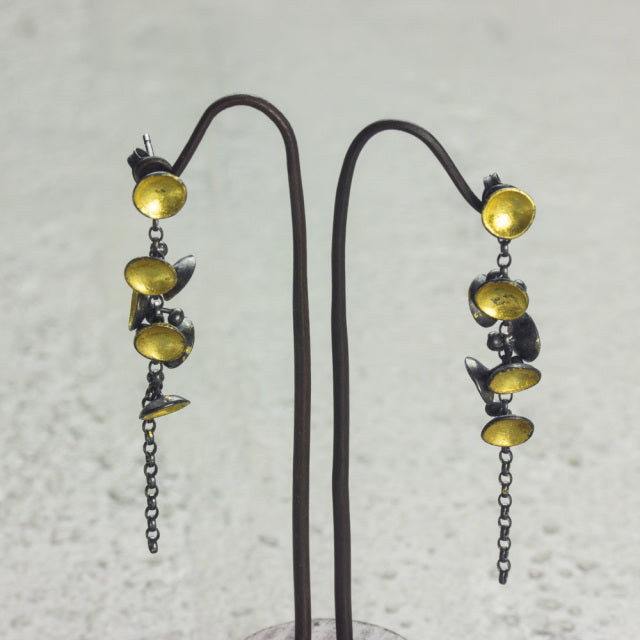 Cluster Drop Earrings - Gold